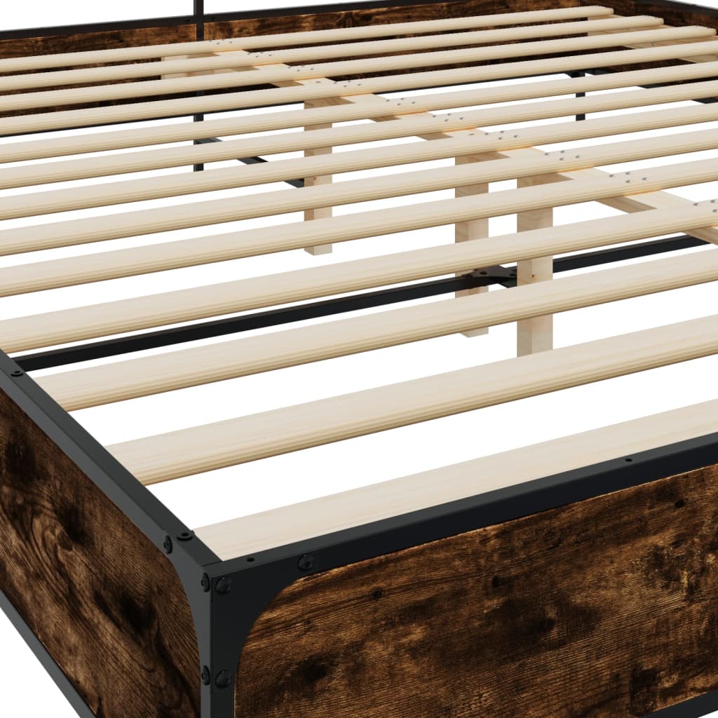 Modern Wooden & Metal Emperor Size 2m Bed Frame Base With Headboard