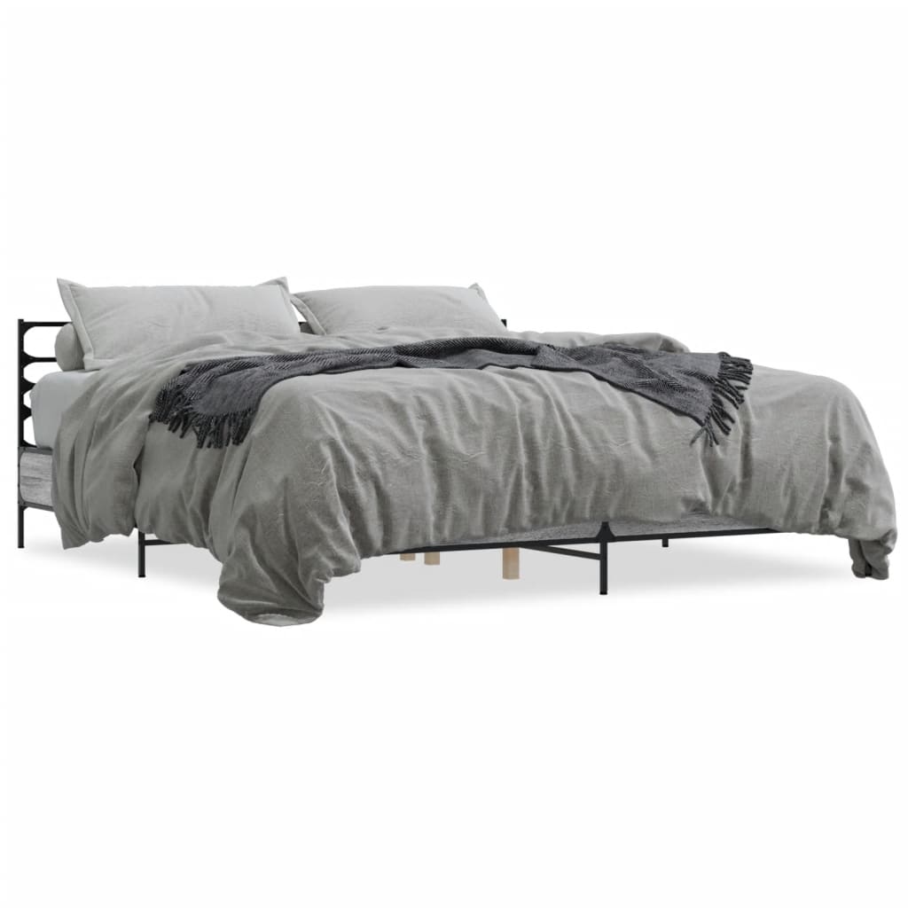 Modern Wooden & Metal Emperor Size 2m Bed Frame Base With Headboard