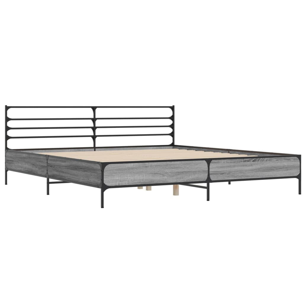 Modern Wooden & Metal Emperor Size 2m Bed Frame Base With Headboard