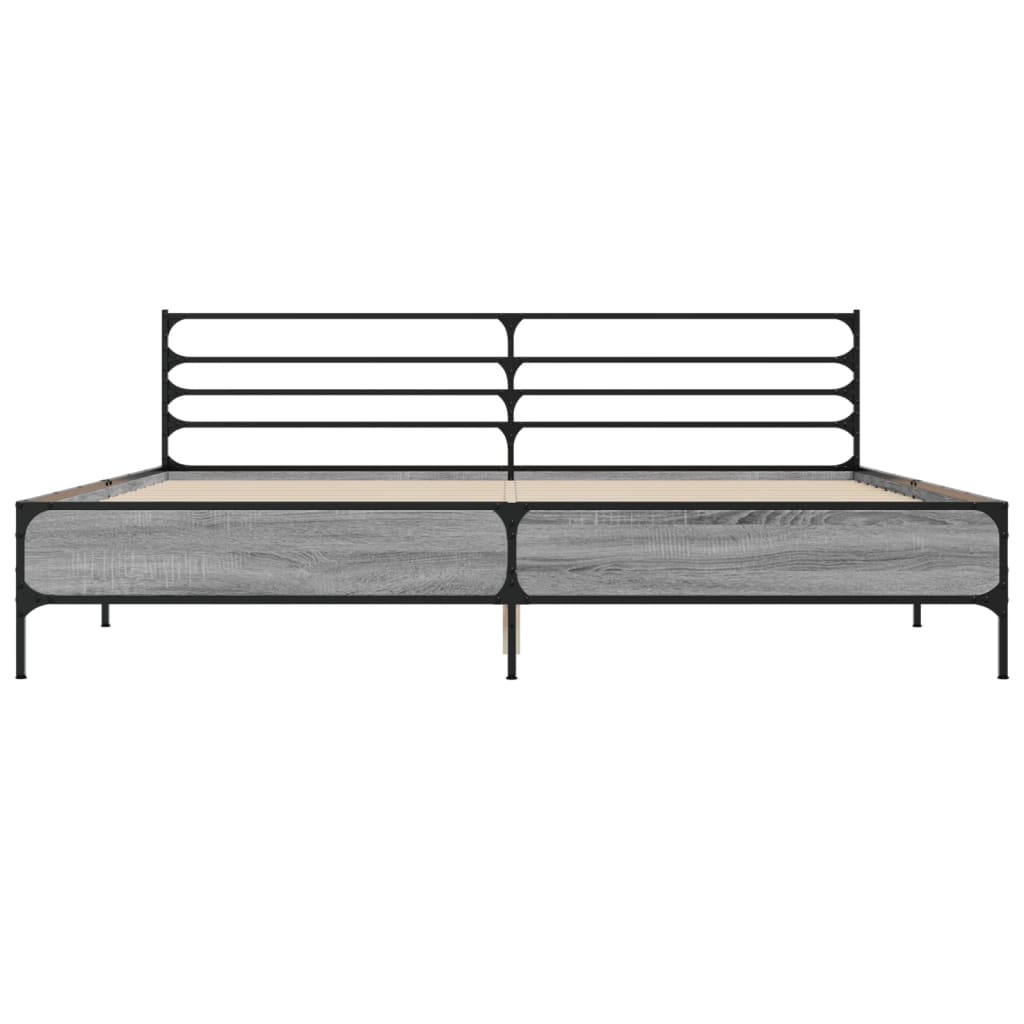 Modern Wooden & Metal Emperor Size 2m Bed Frame Base With Headboard