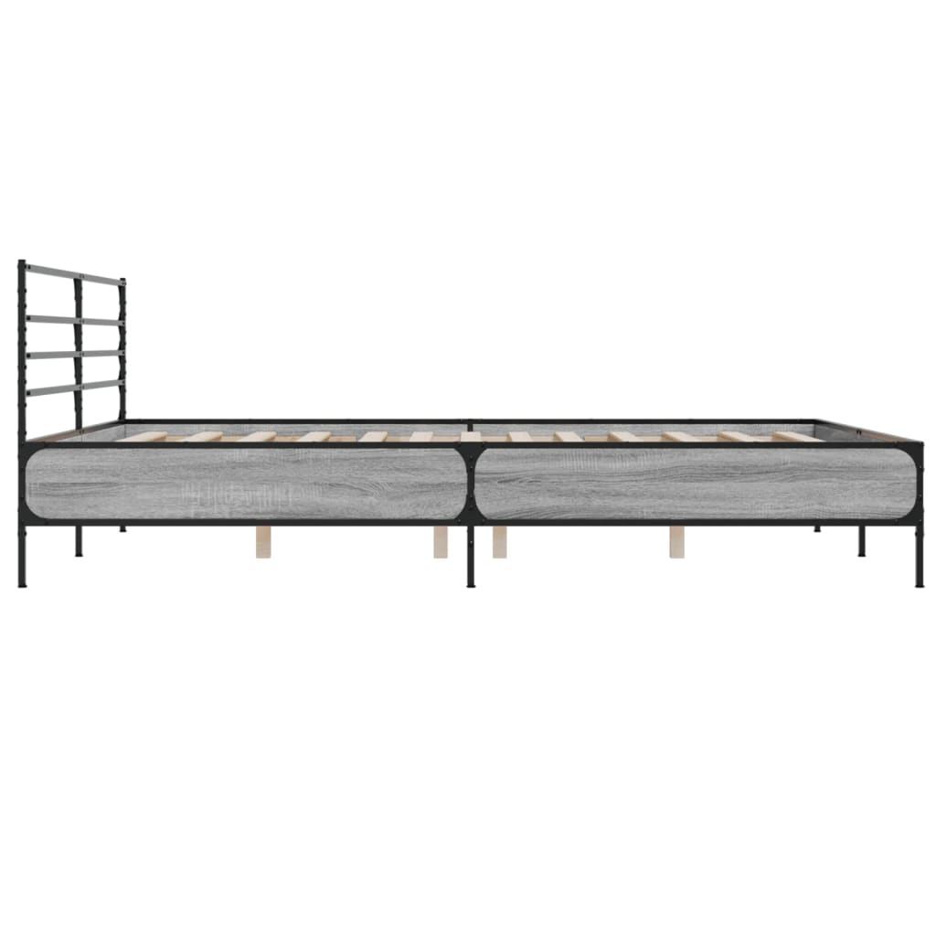 Modern Wooden & Metal Emperor Size 2m Bed Frame Base With Headboard