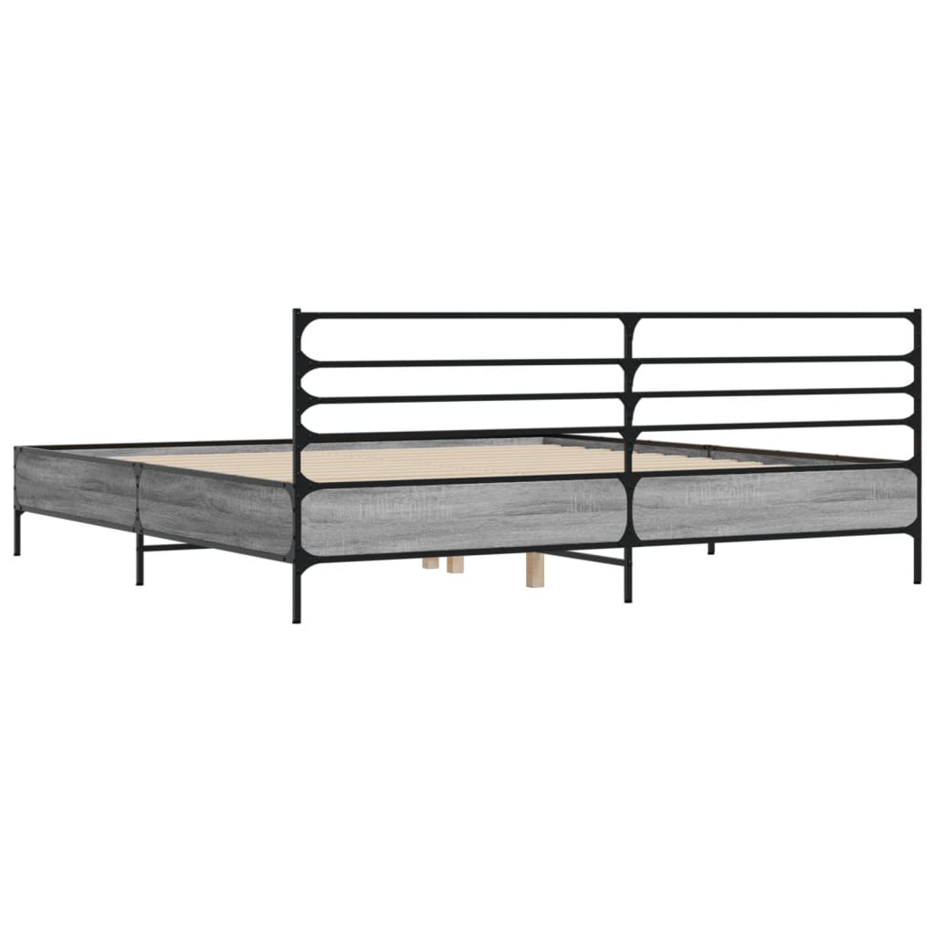 Modern Wooden & Metal Emperor Size 2m Bed Frame Base With Headboard