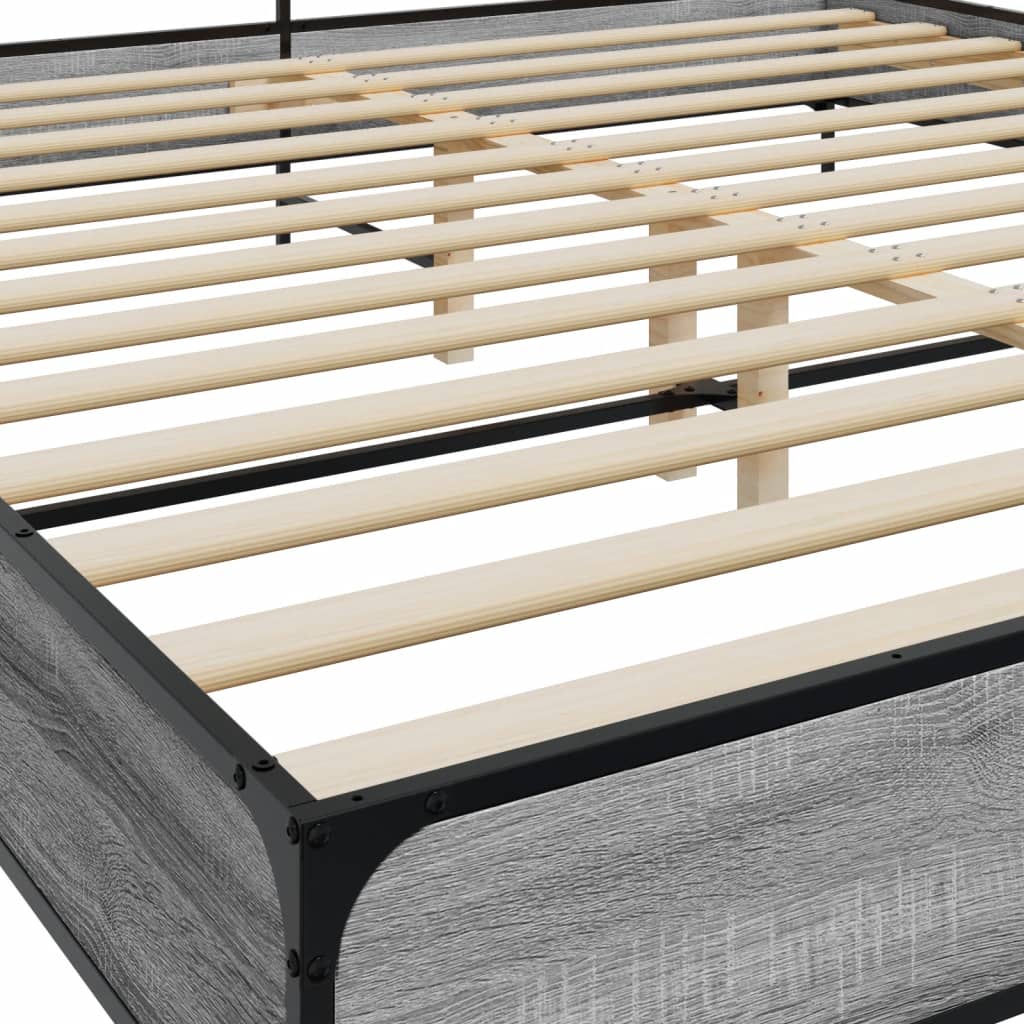 Modern Wooden & Metal Emperor Size 2m Bed Frame Base With Headboard