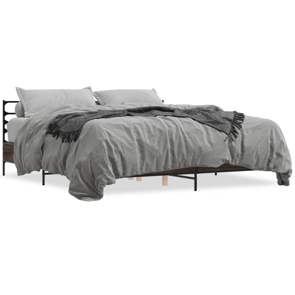 Modern Wooden & Metal Emperor Size 2m Bed Frame Base With Headboard