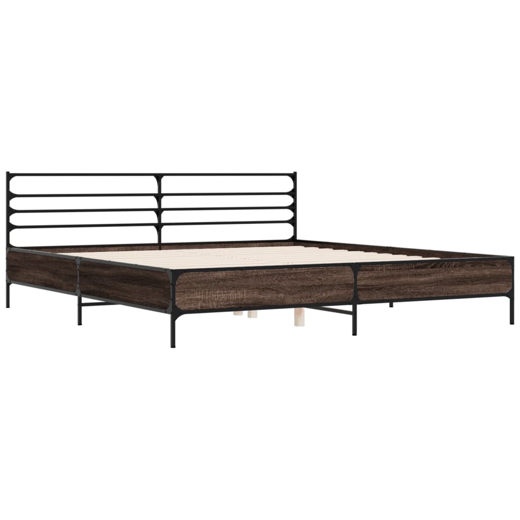 Modern Wooden & Metal Emperor Size 2m Bed Frame Base With Headboard