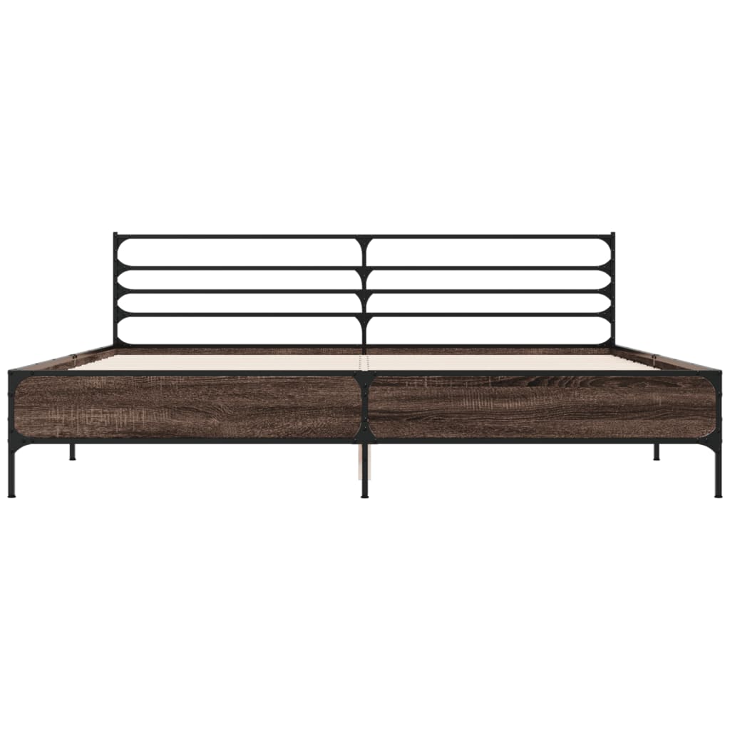 Modern Wooden & Metal Emperor Size 2m Bed Frame Base With Headboard