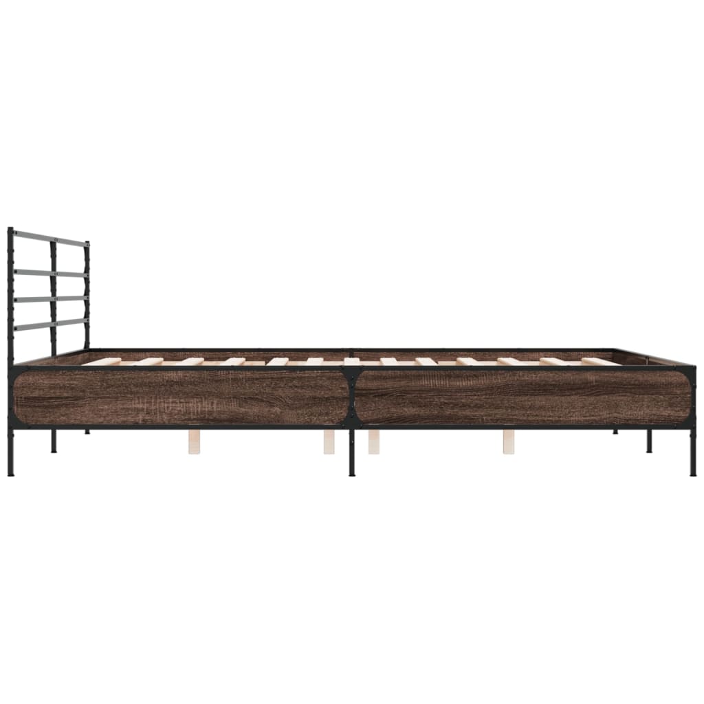 Modern Wooden & Metal Emperor Size 2m Bed Frame Base With Headboard