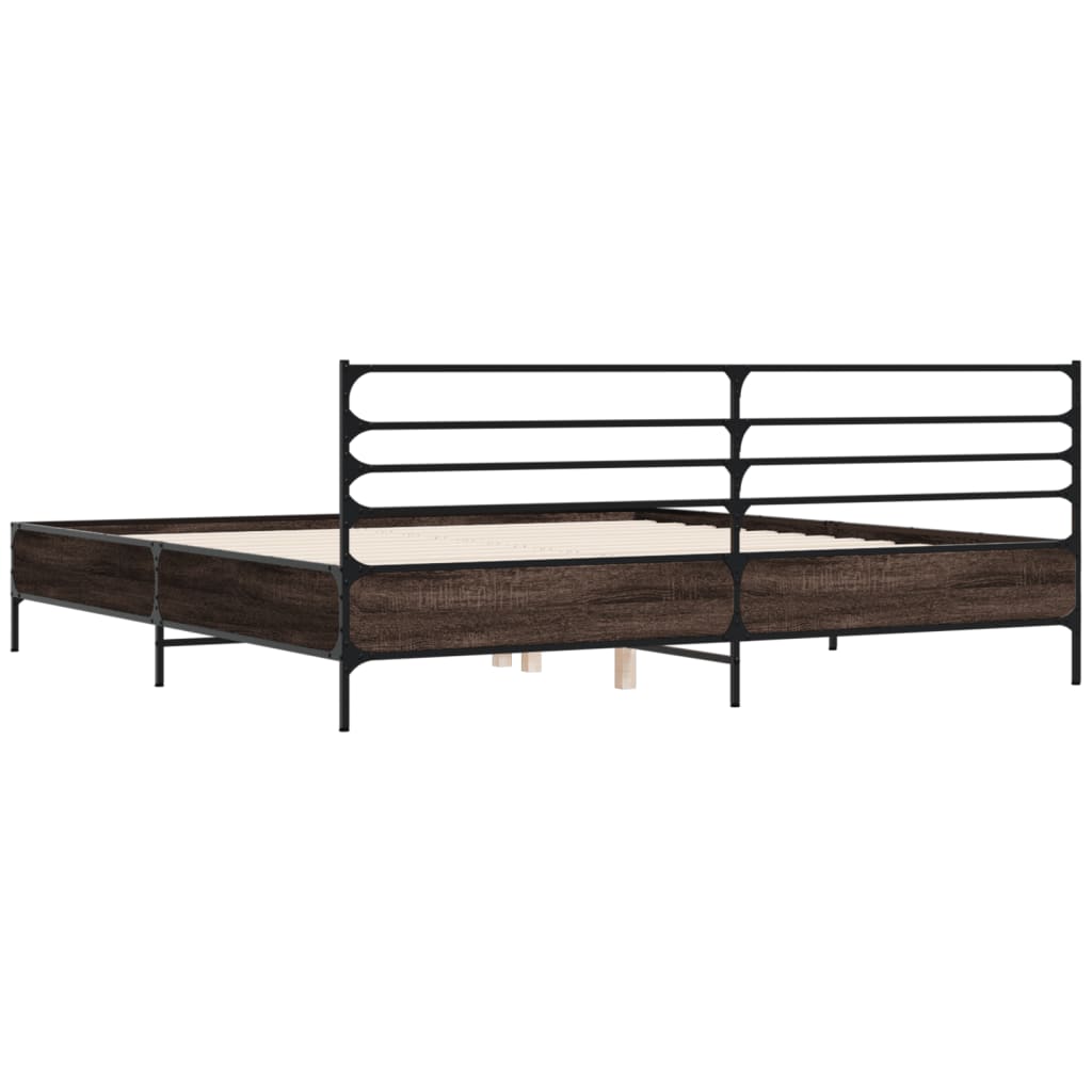Modern Wooden & Metal Emperor Size 2m Bed Frame Base With Headboard
