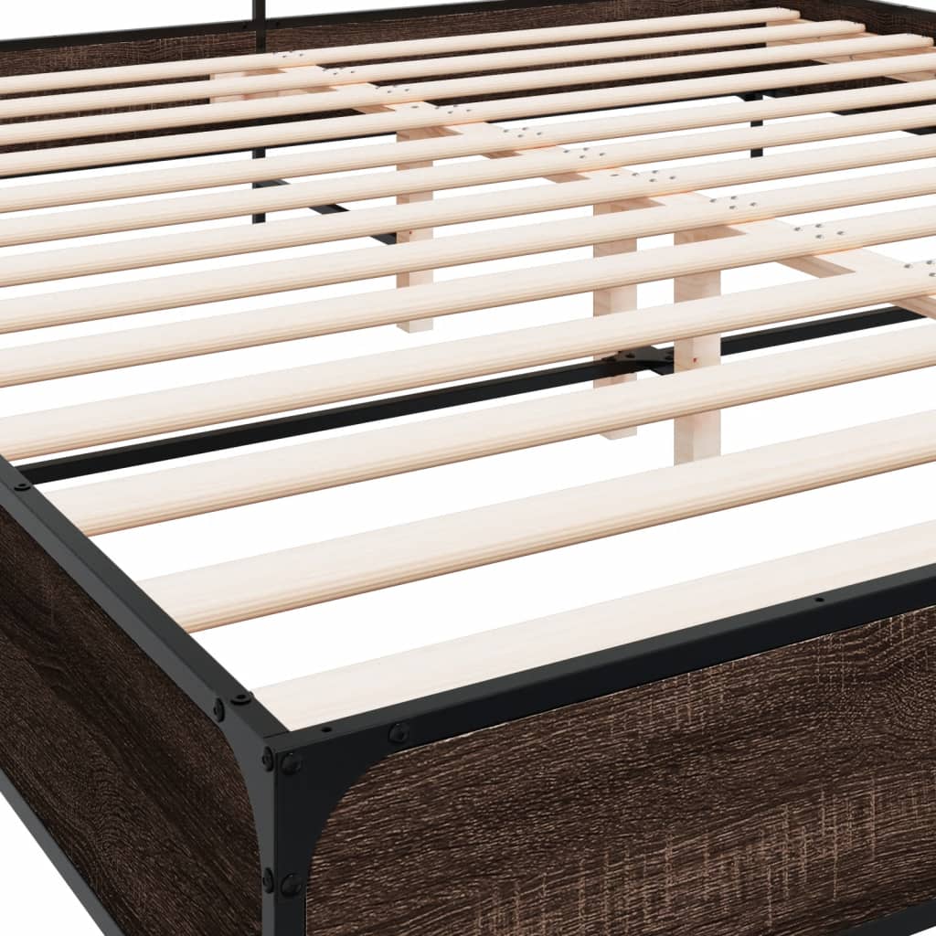 Modern Wooden & Metal Emperor Size 2m Bed Frame Base With Headboard