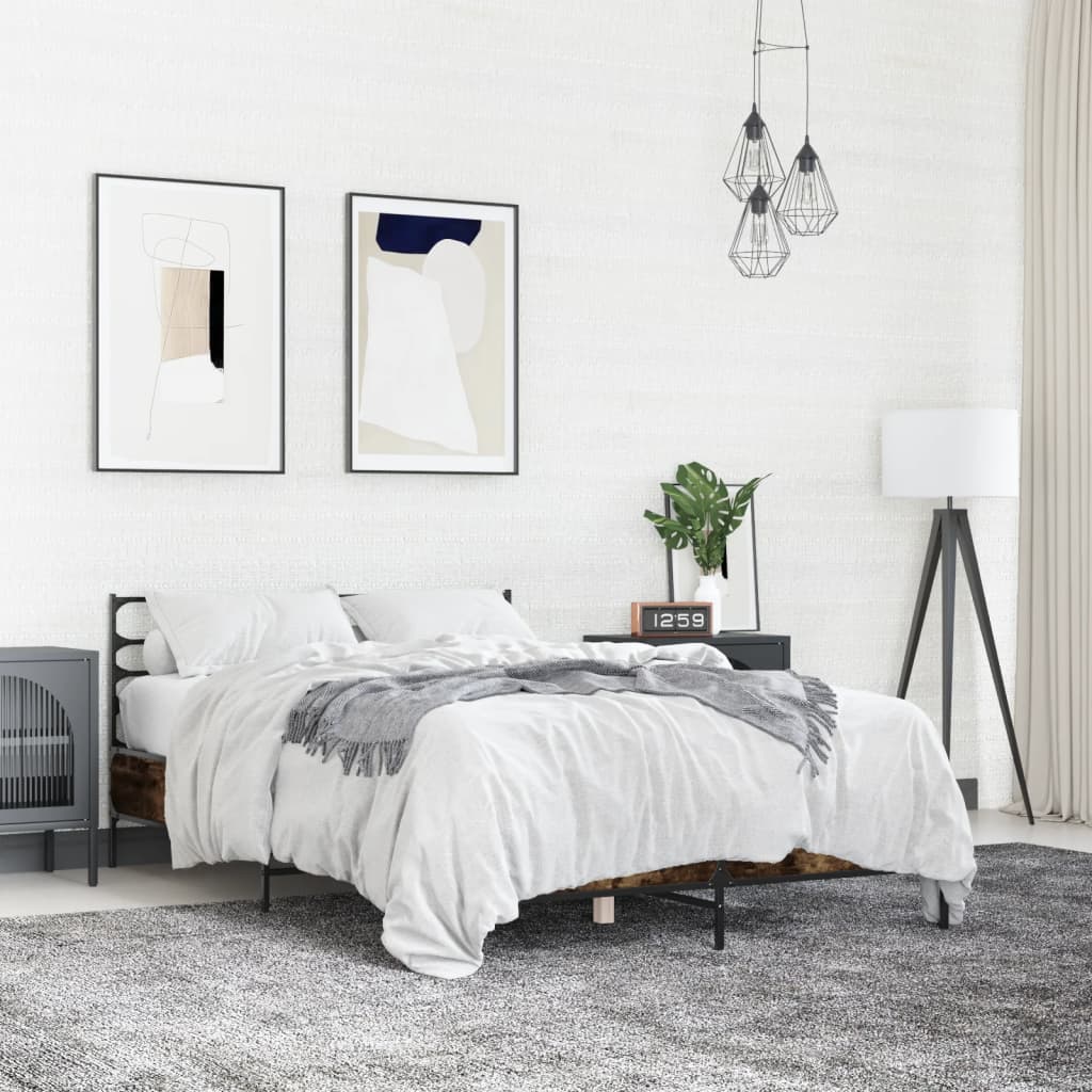 Bed Frame without Mattress Smoked Oak 120x190 cm Small Double