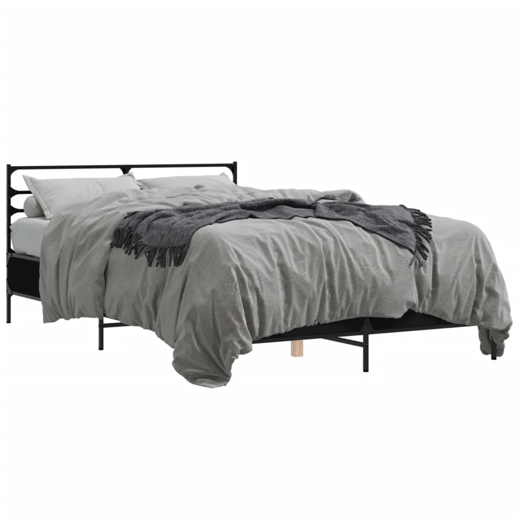 Modern Wooden & Metal Double Size 135cm Bed Frame Base With Headboard