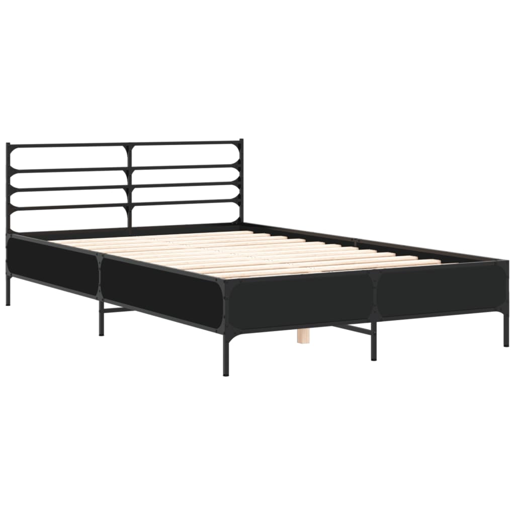 Modern Wooden & Metal Double Size 135cm Bed Frame Base With Headboard