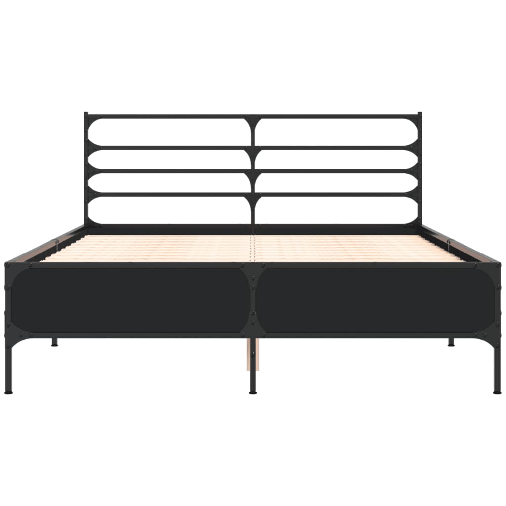 Modern Wooden & Metal Double Size 135cm Bed Frame Base With Headboard