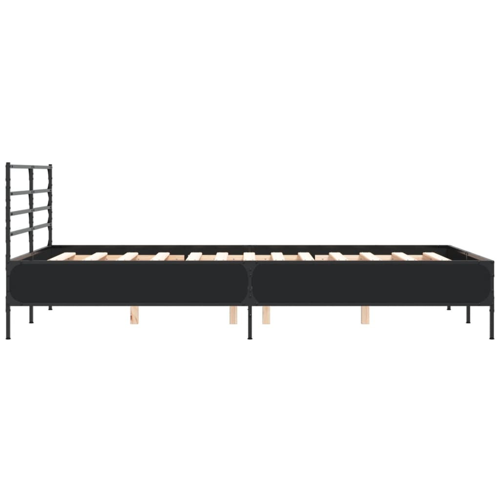 Modern Wooden & Metal Double Size 135cm Bed Frame Base With Headboard