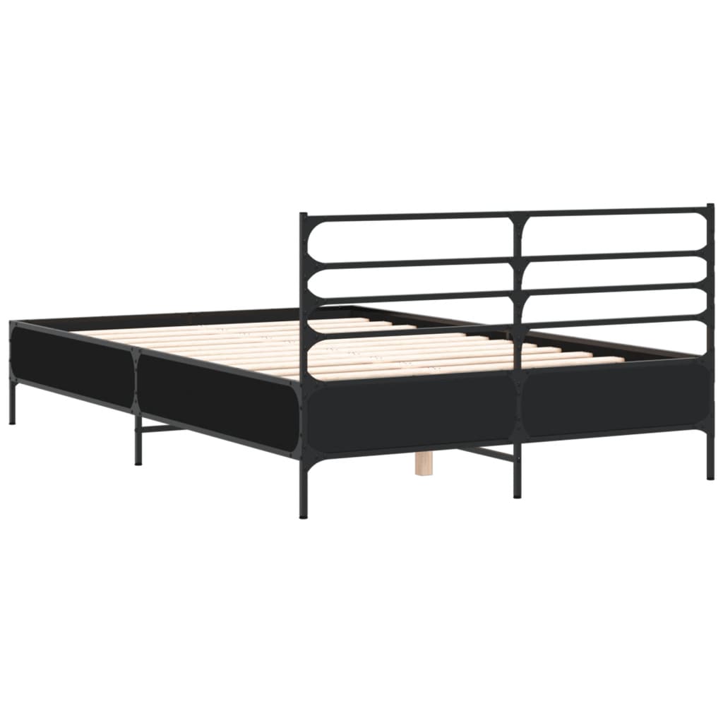 Modern Wooden & Metal Double Size 135cm Bed Frame Base With Headboard