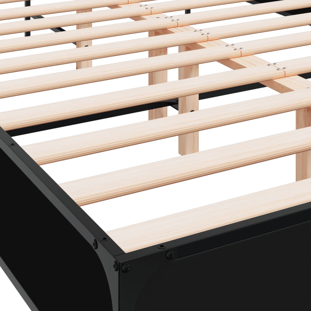 Modern Wooden & Metal Double Size 135cm Bed Frame Base With Headboard
