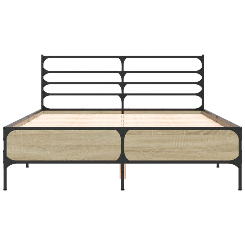 Modern Wooden & Metal Double Size 135cm Bed Frame Base With Headboard