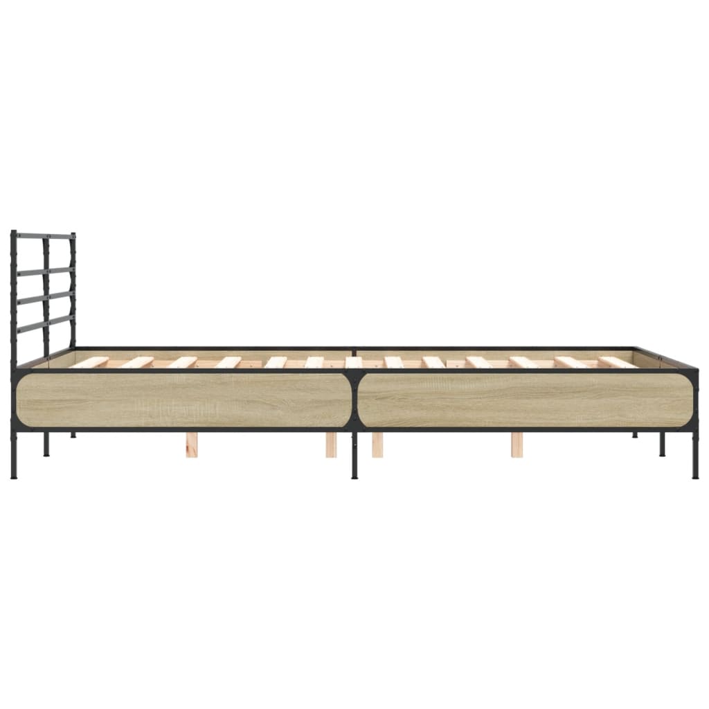 Modern Wooden & Metal Double Size 135cm Bed Frame Base With Headboard