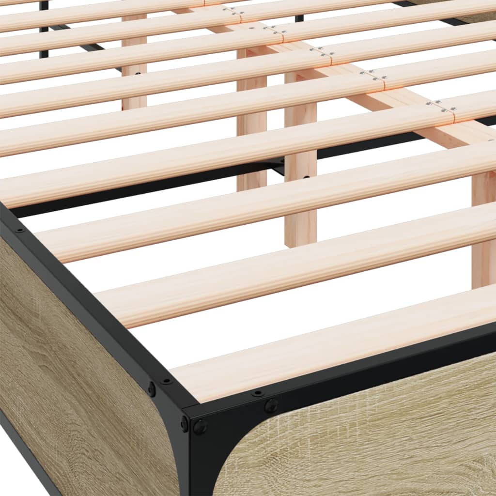 Modern Wooden & Metal Double Size 135cm Bed Frame Base With Headboard