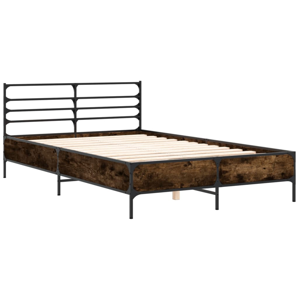 Modern Wooden & Metal Double Size 135cm Bed Frame Base With Headboard
