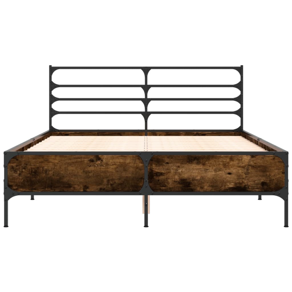 Modern Wooden & Metal Double Size 135cm Bed Frame Base With Headboard