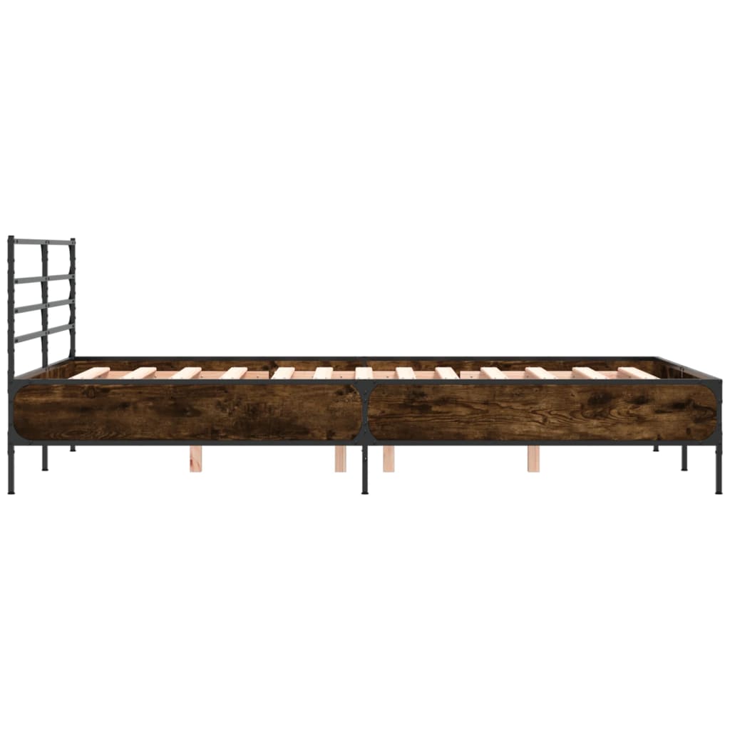 Modern Wooden & Metal Double Size 135cm Bed Frame Base With Headboard