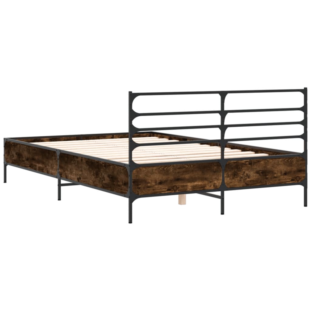 Modern Wooden & Metal Double Size 135cm Bed Frame Base With Headboard