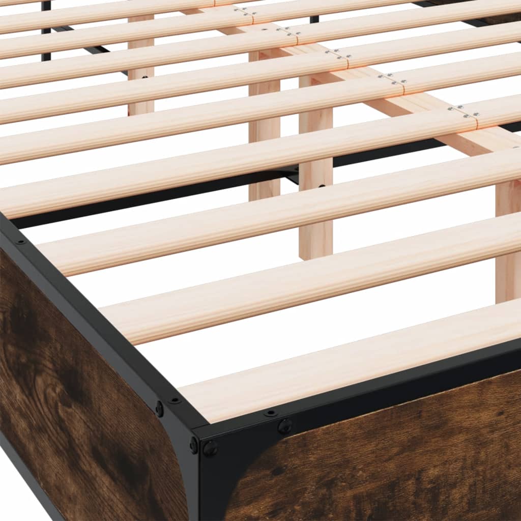 Modern Wooden & Metal Double Size 135cm Bed Frame Base With Headboard