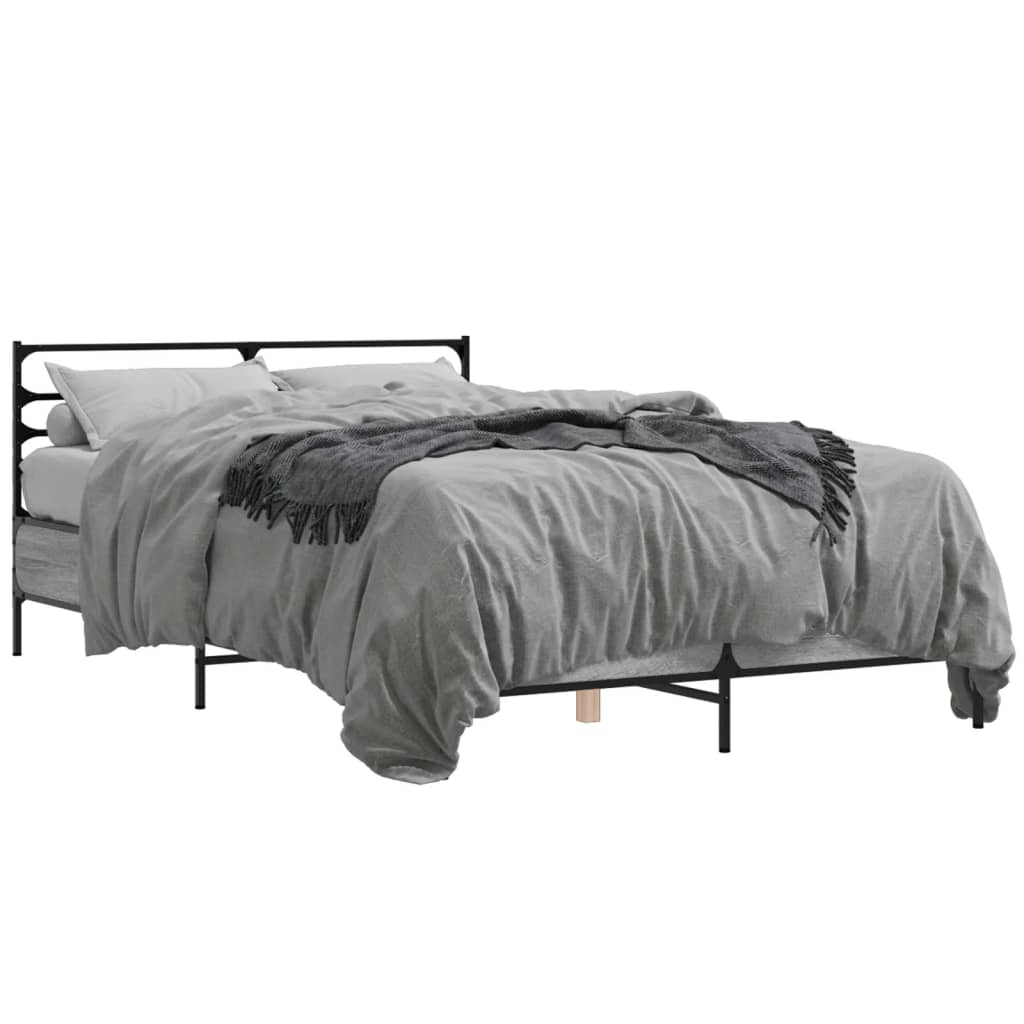 Bed Frame without Mattress Grey Sonoma 135x190 cm Double