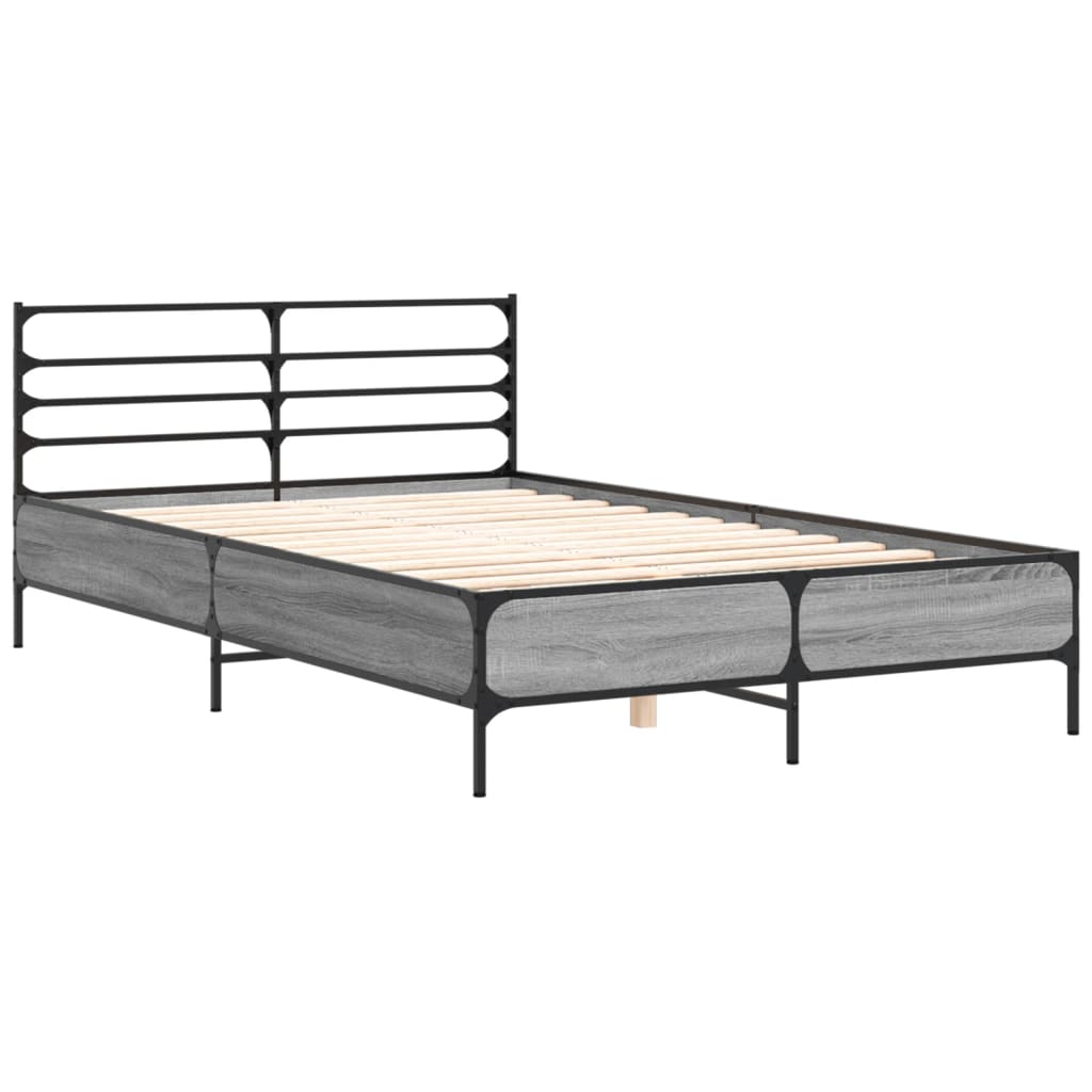 Modern Wooden & Metal Double Size 135cm Bed Frame Base With Headboard
