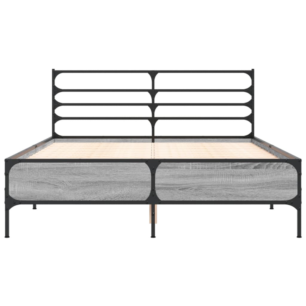 Modern Wooden & Metal Double Size 135cm Bed Frame Base With Headboard