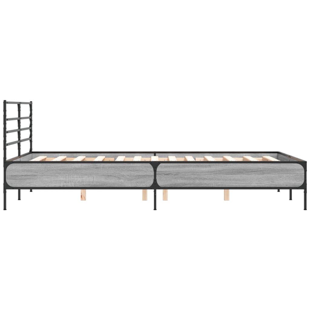 Modern Wooden & Metal Double Size 135cm Bed Frame Base With Headboard