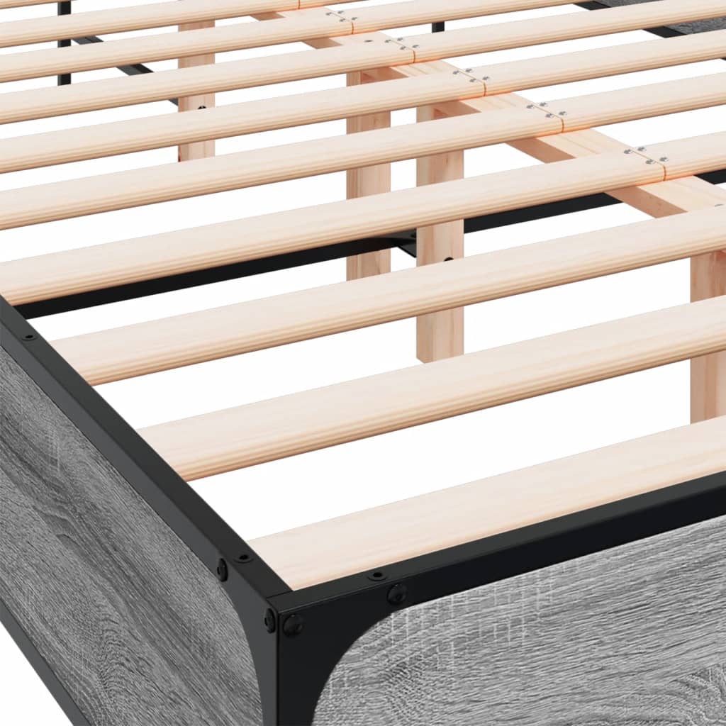 Modern Wooden & Metal Double Size 135cm Bed Frame Base With Headboard