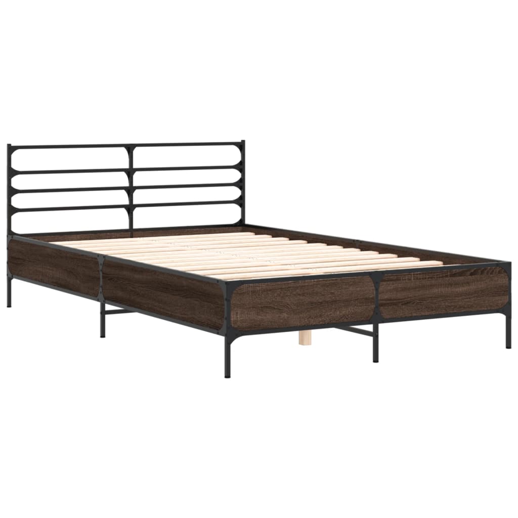 Bed Frame without Mattress Brown Oak 135x190 cm Double