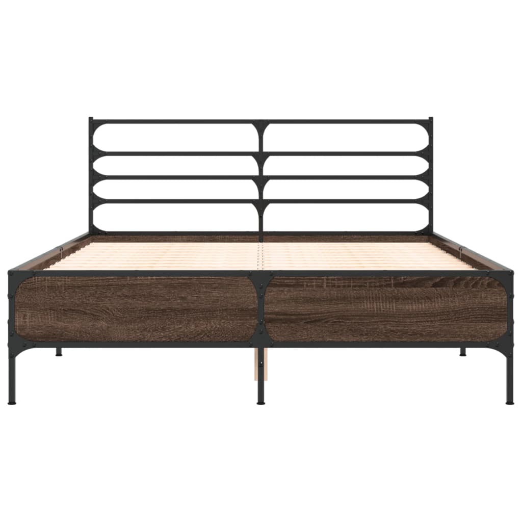 Modern Wooden & Metal Double Size 135cm Bed Frame Base With Headboard