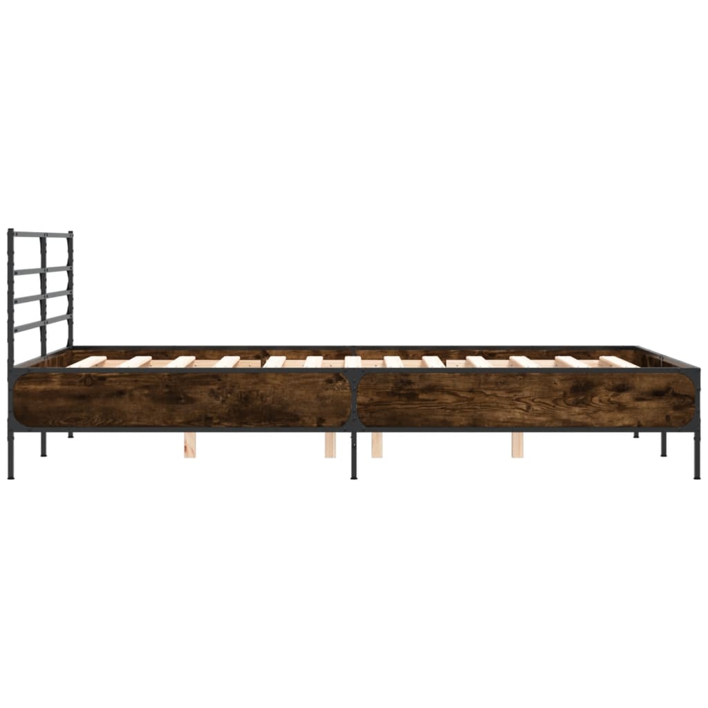 Modern Wooden & Metal Double Size 135cm Bed Frame Base With Headboard