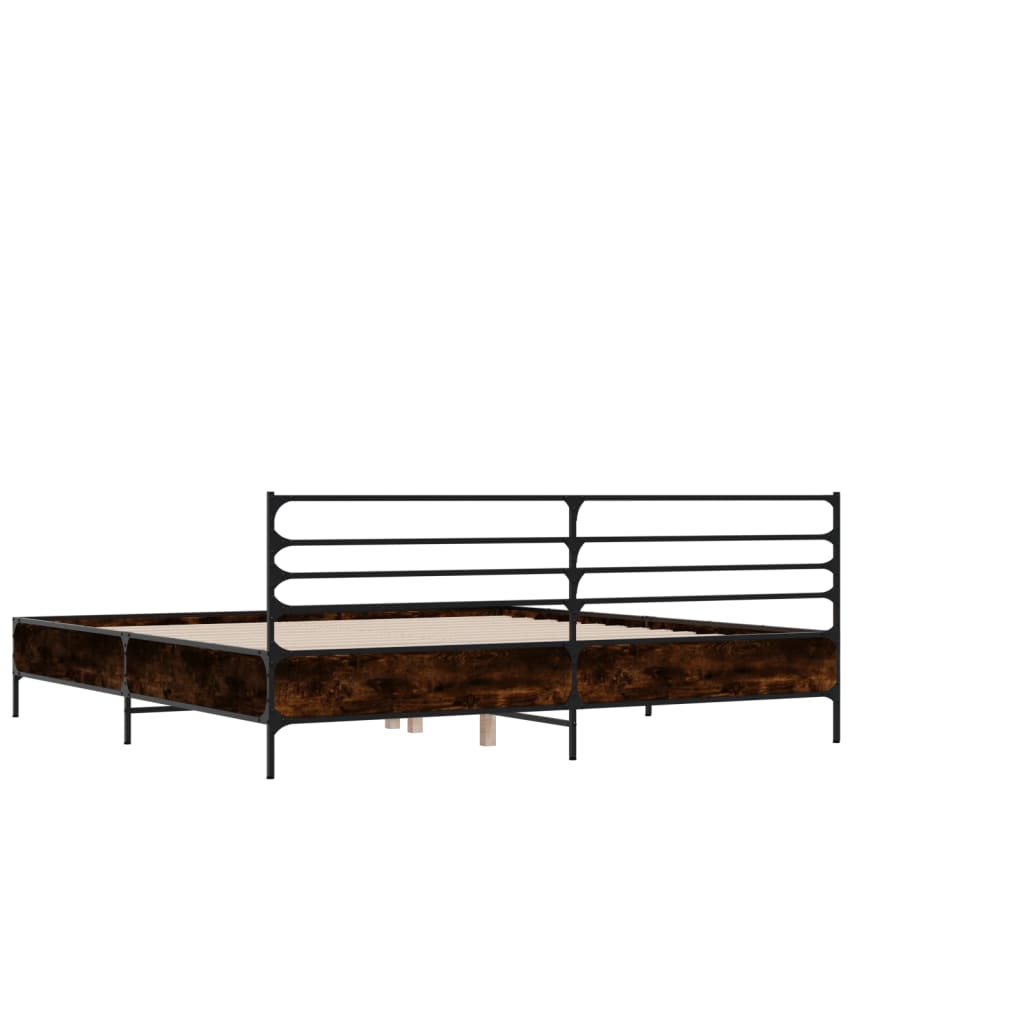 Modern Wooden & Metal Double Size 135cm Bed Frame Base With Headboard