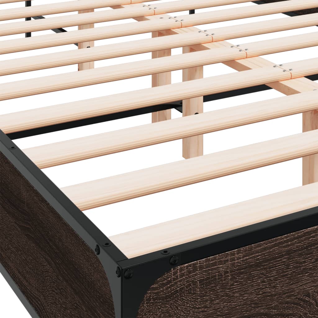 Modern Wooden & Metal Double Size 135cm Bed Frame Base With Headboard