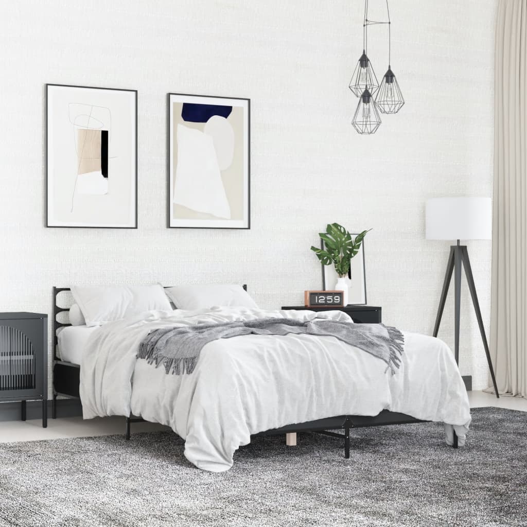 Bed Frame without Mattress Black 140x190 cm