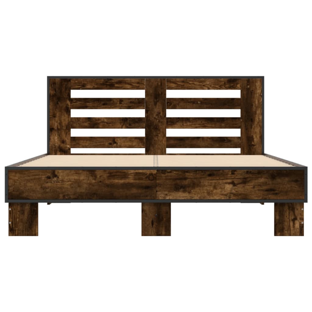 Bed Frame without Mattress Smoked Oak 140x200 cm