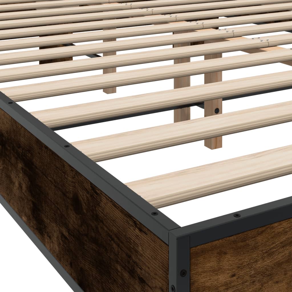 Bed Frame without Mattress Smoked Oak 140x200 cm