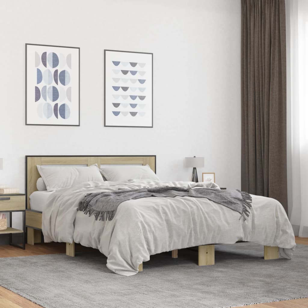 Bed Frame without Mattress Sonoma Oak 120x200 cm