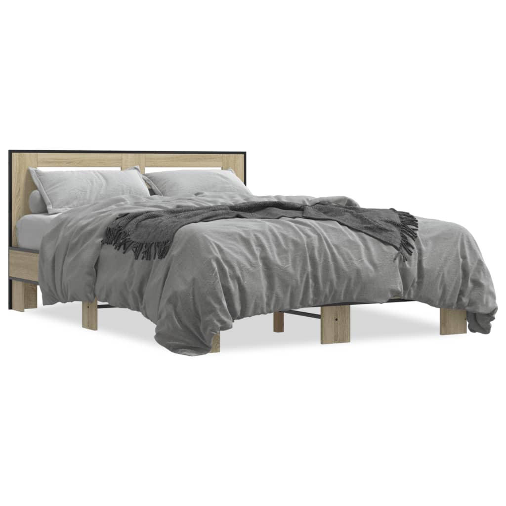 Bed Frame without Mattress Sonoma Oak 140x190 cm
