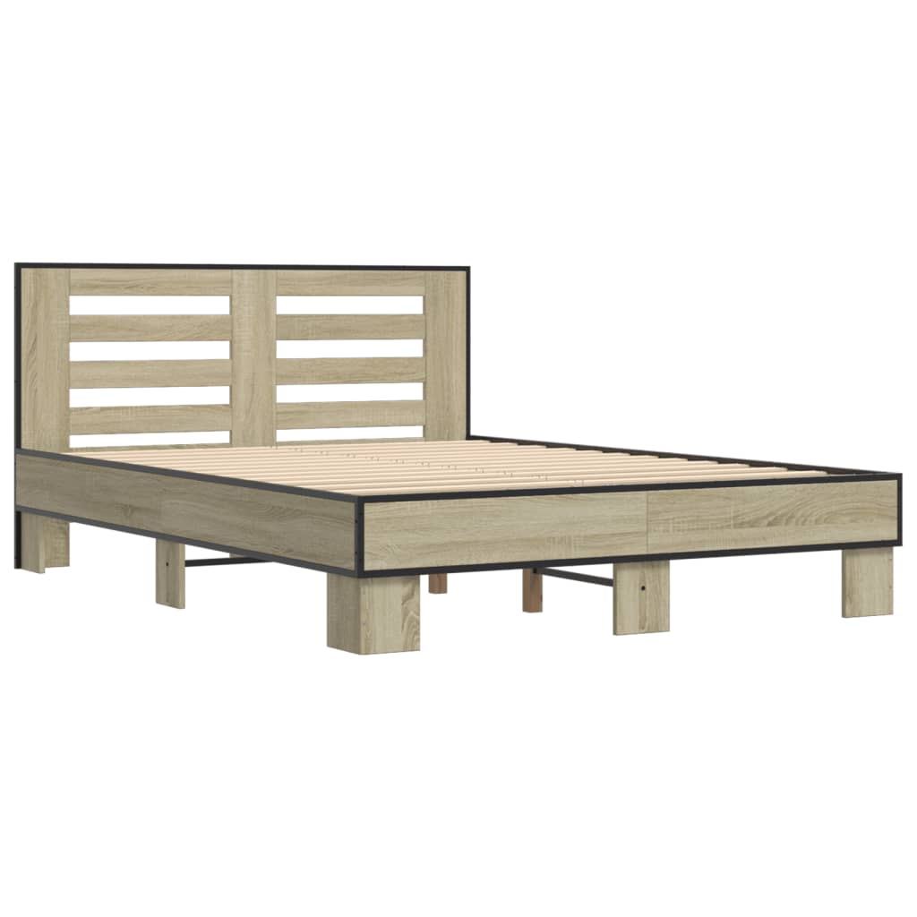 Bed Frame without Mattress Sonoma Oak 140x190 cm