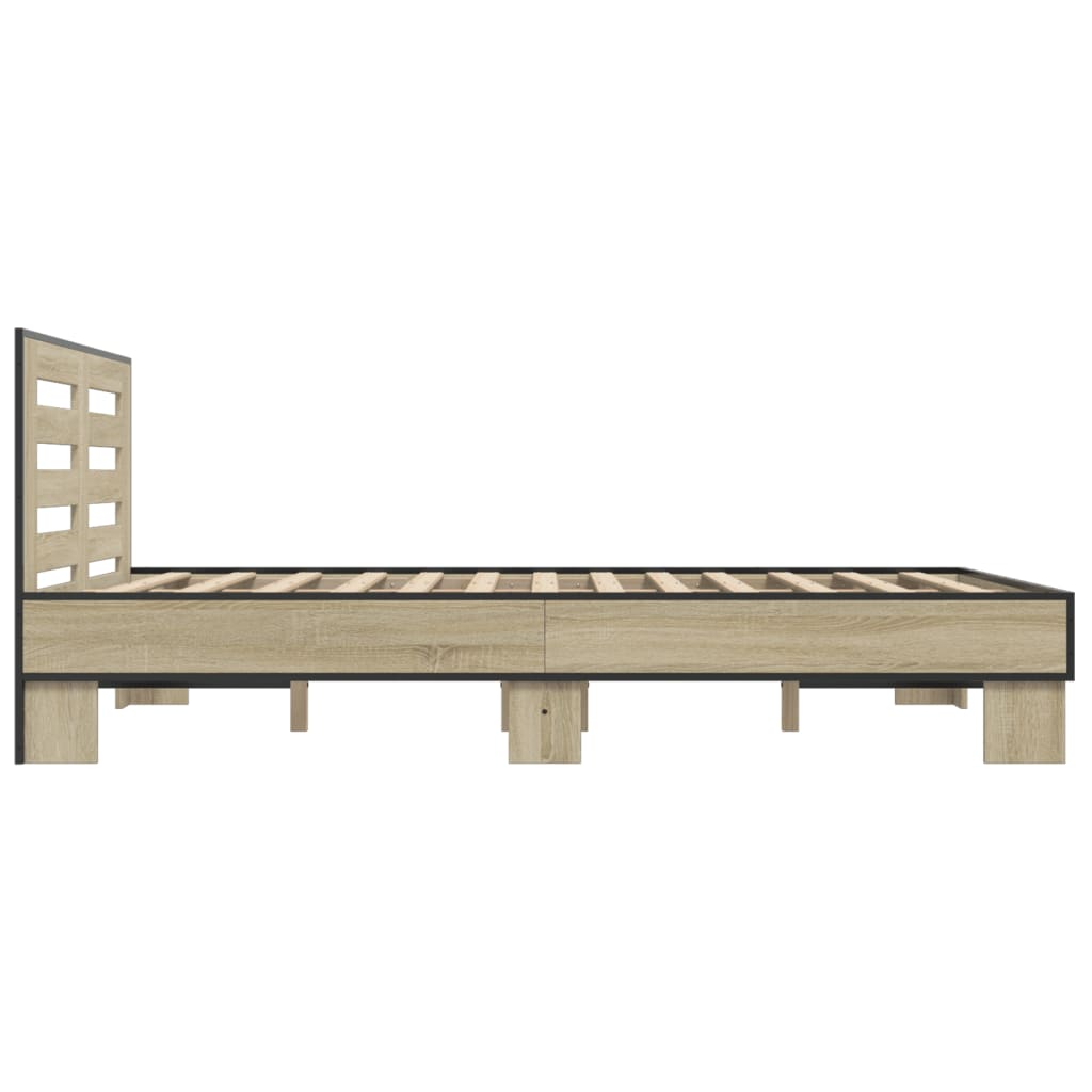 Bed Frame without Mattress Sonoma Oak 140x190 cm