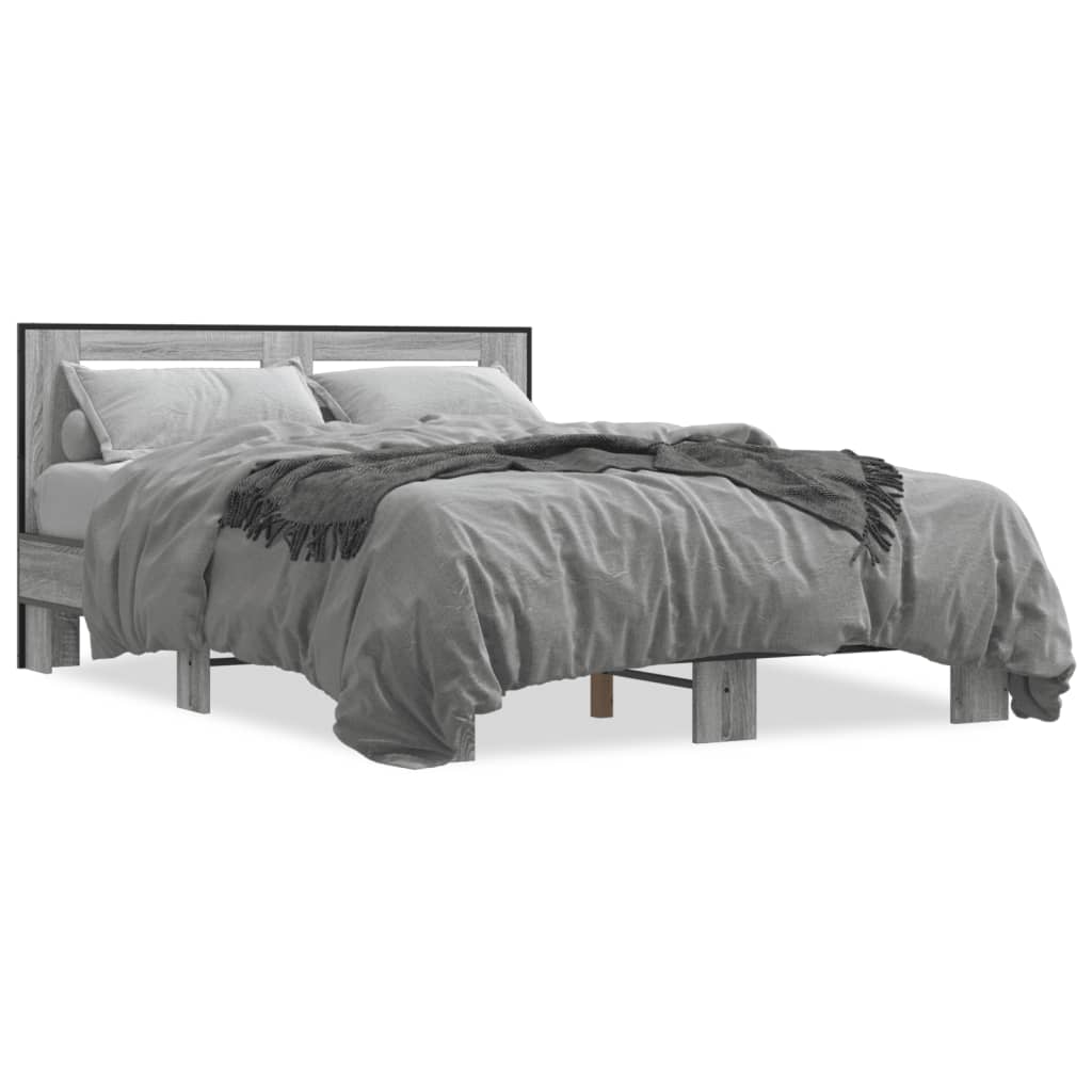 Bed Frame without Mattress Grey Sonoma 120x190 cm Small Double