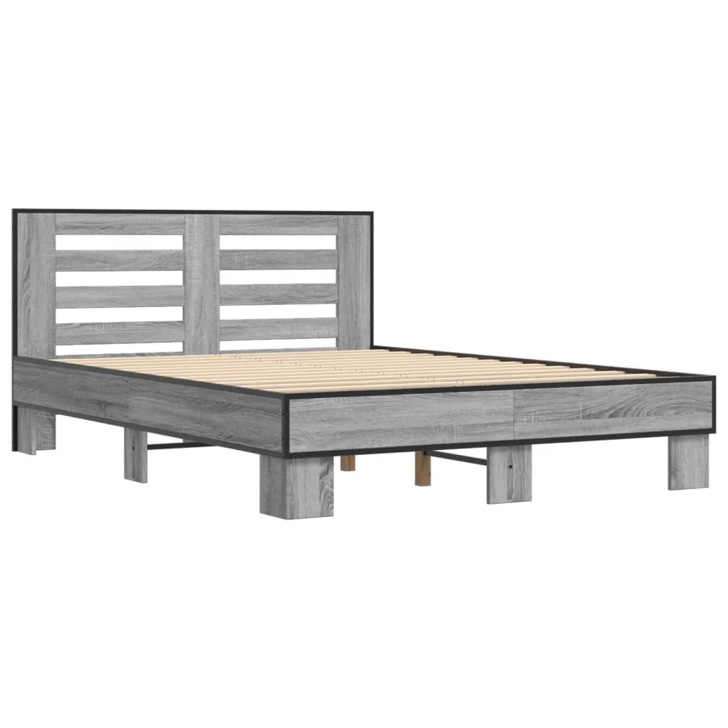Bed Frame without Mattress Grey Sonoma 120x190 cm Small Double