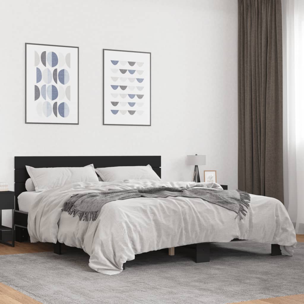 Modern Wooden Queen Size 160cm Bed Frame Base With Headboard Solid Wood Beds