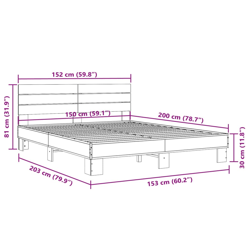 Modern Wooden King Size 150cm Bed Frame Base With Headboard Solid Wood Beds