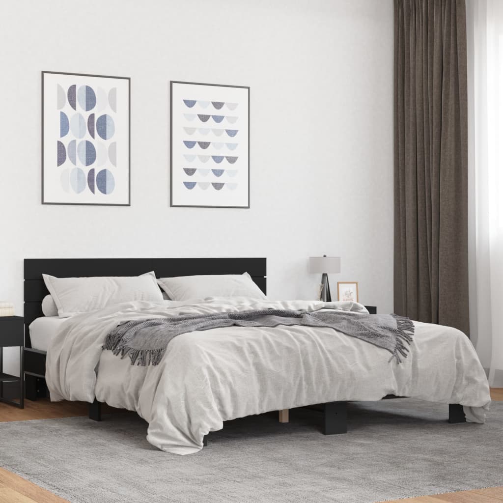 Modern Wooden King Size 150cm Bed Frame Base With Headboard Solid Wood Beds